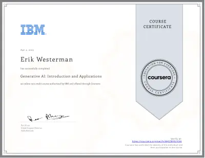 Generative AI: Introduction and Applications Certificate