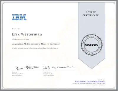 Generative AI: Empowering Modern Education Certificate